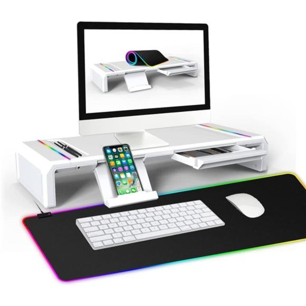 Monitor Stand RGB Adjustable Length Collapsible Monitor Stand w/ Led Light Strip